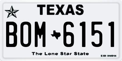 TX license plate BOM6151