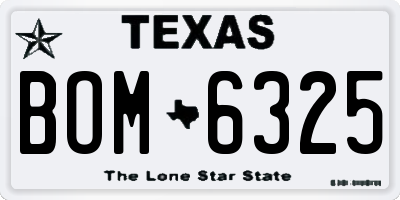 TX license plate BOM6325