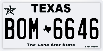 TX license plate BOM6646