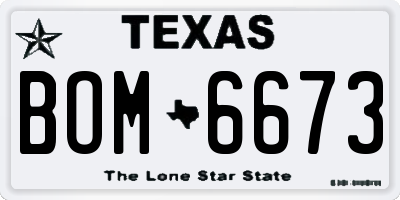 TX license plate BOM6673