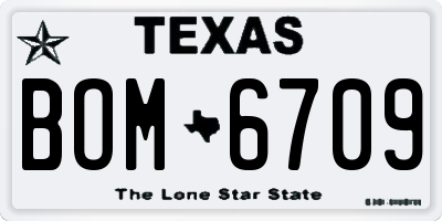 TX license plate BOM6709