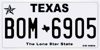 TX license plate BOM6905