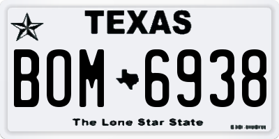 TX license plate BOM6938