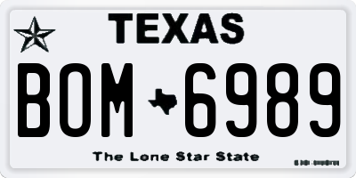 TX license plate BOM6989