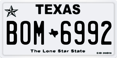 TX license plate BOM6992