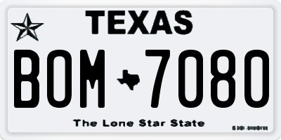TX license plate BOM7080