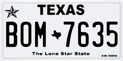 TX license plate BOM7635