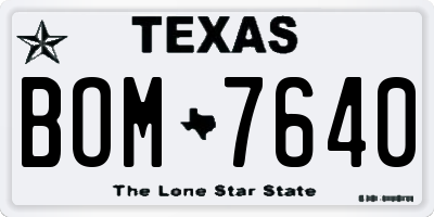 TX license plate BOM7640
