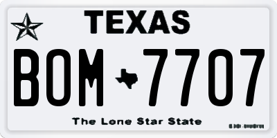 TX license plate BOM7707