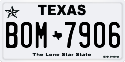 TX license plate BOM7906