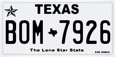 TX license plate BOM7926
