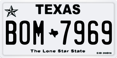 TX license plate BOM7969