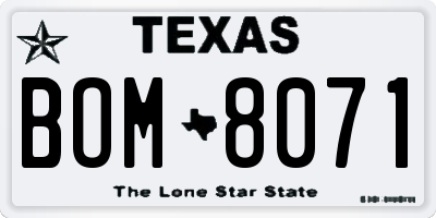 TX license plate BOM8071