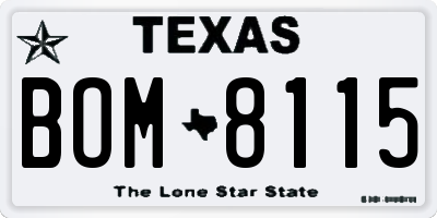 TX license plate BOM8115