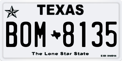 TX license plate BOM8135