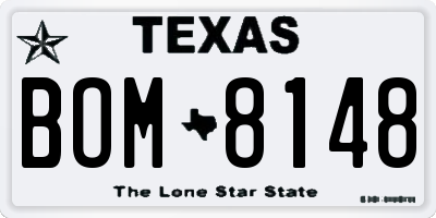 TX license plate BOM8148