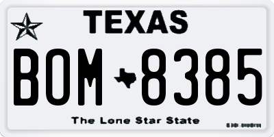 TX license plate BOM8385