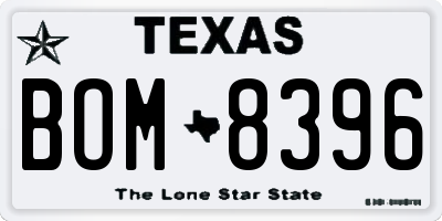 TX license plate BOM8396