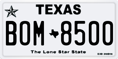 TX license plate BOM8500