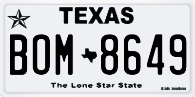 TX license plate BOM8649