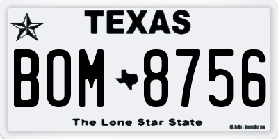 TX license plate BOM8756