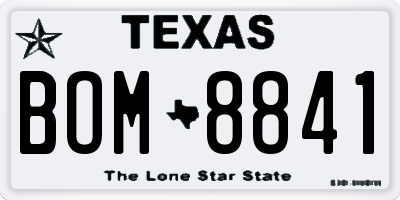 TX license plate BOM8841
