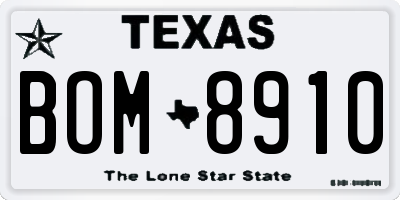 TX license plate BOM8910