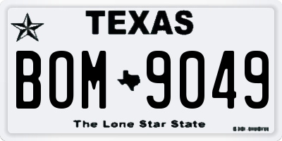 TX license plate BOM9049