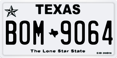 TX license plate BOM9064