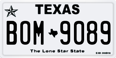 TX license plate BOM9089