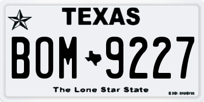 TX license plate BOM9227