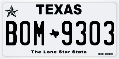 TX license plate BOM9303
