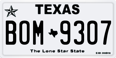 TX license plate BOM9307