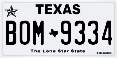 TX license plate BOM9334