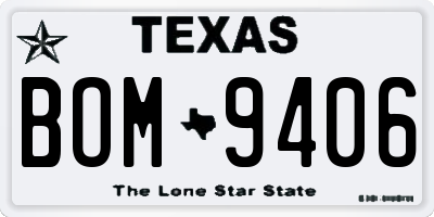 TX license plate BOM9406