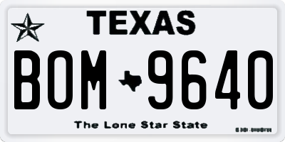 TX license plate BOM9640
