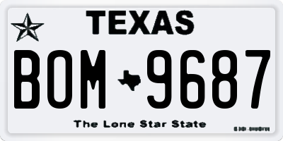TX license plate BOM9687