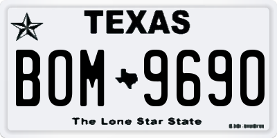 TX license plate BOM9690