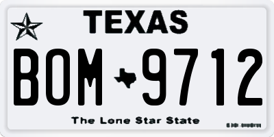 TX license plate BOM9712