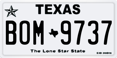 TX license plate BOM9737