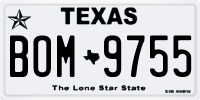 TX license plate BOM9755