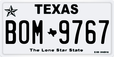 TX license plate BOM9767
