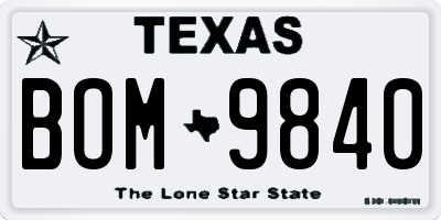 TX license plate BOM9840