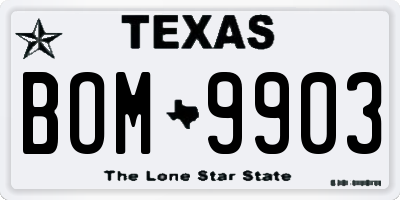 TX license plate BOM9903