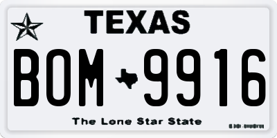 TX license plate BOM9916
