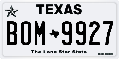 TX license plate BOM9927