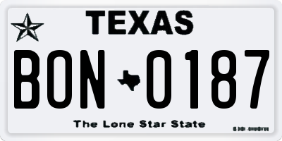 TX license plate BON0187