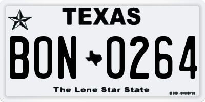 TX license plate BON0264