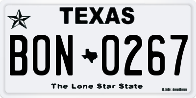 TX license plate BON0267