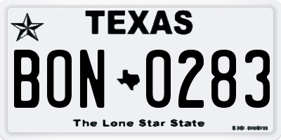 TX license plate BON0283